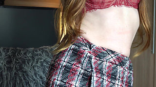 College Girl Cheerleader Striptease in Professor's Office Fit Petite Redhead Leverageurassets - 580