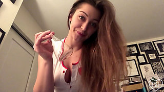 Dani Daniels acts as a naughty nurse giving Jerk Off Instructions
