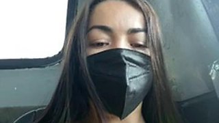 Hot latina showing off on the bus