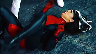 Superheroine Defeted: Fetish, Lesbian  Fighting Females Porn