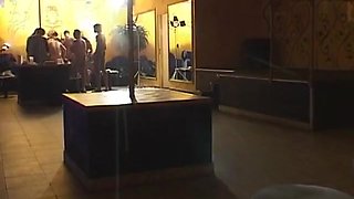 Behind Sexy French Blonde Having Her First Ever Gangbang