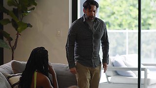 Nicole Kitt gets her long pigtails pulled by Tommy Pistol in a steamy scene.