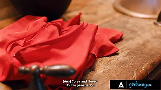 Girlsway - crazy milf Cory Chase has double sex toy tribbing after getting strap-on dp’d! rough ass fucking