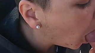 Outdoor blowjob at the lakes with cum in mouth and swallowing