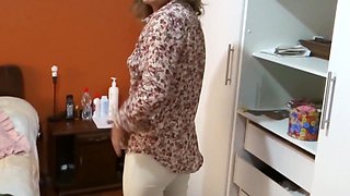 Stepmom comes home from work excited and starts touching herself, asking me to fuck her