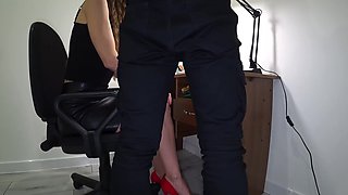 Secretary gets boss's dick in her ass on the workplace POV