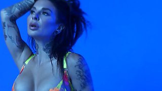 mommy slips out of her slinky neon lingerie