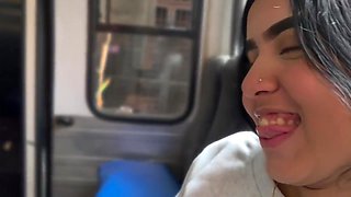 She Sucks My Dick On The Public Bus And Then We End Up Fucking In A Hotel