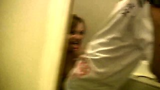 Toilet slut sucking cock