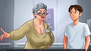 The blocked elevator in Summertime Saga - Part 138 with sexy grandmas