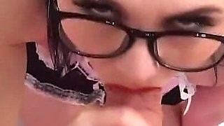 Bespectacled Stepsister Romantic Dirty Blowjob to Stepbrother