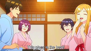 Busty girls get dicked down in sauna hentai
