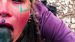 Public Blowjob and Big Load of Cum on Face