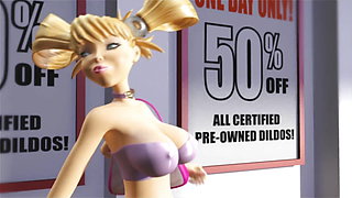 3DGSPOT - Hot Blonde Gets Her Throat Fucked By A Big Cock While Shopping A Dildo! 3D ANIMATION!