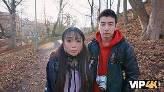 VIP4K. Kawaii tourist Sakura sucks stranger s cock in front of her BF in public