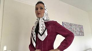 Demonstration of Beautiful Satin Headscarves, JOI, Lady Victoria Valente