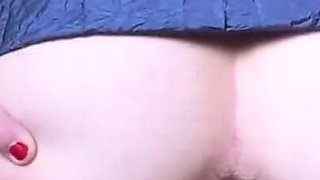 Smooth Pussy Rides Dildo Close up