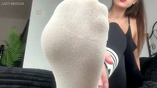 After Gym Smelly White Socks Sniffing Loser