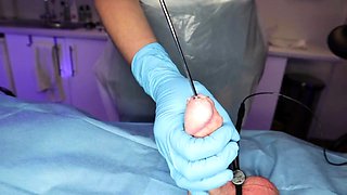 Gloves, Sounding, Chastity Removal, Semen Sample, Face