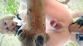 Slender Shemale Getting Pegge Outdoors