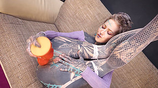 Tattooed girl gets her ass wrecked by toys, cock, and machine