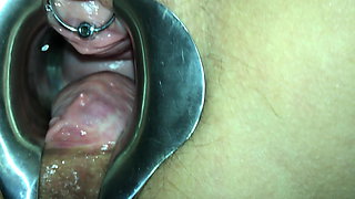 Speculum and piss hole insertion to orgasm
