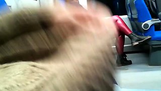Public train blowjob by a kinky amateur milf