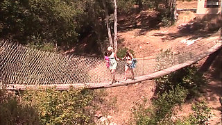 Blonde Slut Rides a Big Hard Black Cock Outdoor