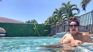 Erotic, outdoors, wet white shirt