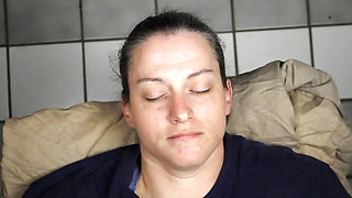 Huge Homemade facial blasting right in her eyes!!!