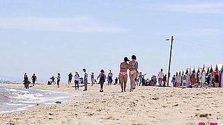 Naughty girls, Chasey and Luci started kissing on the beach and then made love in the bedroom