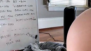 Busty curly brunette with big boobs fucks on couch