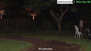 Banging An Asian Girl In The Rain At Night