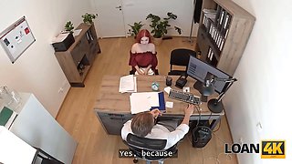 Loan4k. splendid redhead is well-prepped to show her Big Tits and give her snatch for a loan