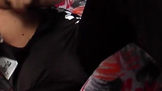 Busty Brunette Gets Her Pussy Smashed by the Bus Driver and His Friend Outdoor
