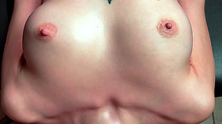 Filthy Blonde Lies Back on the Table Gags on Monster Dick and Gets Drenched in a Hot Sticky Facial Cumshot!