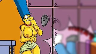 Big cock Flanders fucked busty Marge through the hole comic