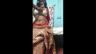 Angelmona in saree at home fully enjoy