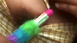 Slutty Wife Masturbates with a Thick Cock