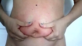 Punishing my thick, round belly with some intense fun