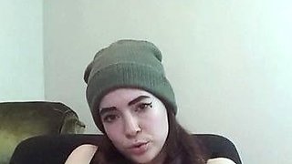 Lovely Amateur teen brunette masturbating outdoor