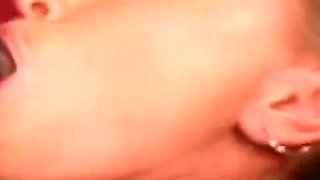 Brunette has interracial sex and she sucks and fucks black cock for her creampie