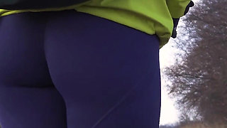 Sexy Outdoor Walk In Tight Yoga Pants Ass Worship