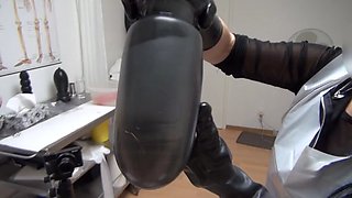 Huge mega strapon big butt plug inserted by mistress
