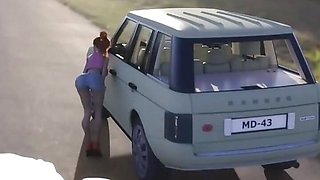 Dobermans Delicious Tasty Whore Swallowing Her Lover's Huge Cock on the Road Sex Sweet Pleasure Tasty Buttocks Thirsty