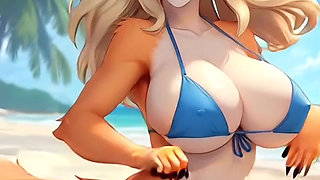 Furry hot girls nude and bikini on beach part 2 (Ai models)