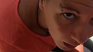 Blowjob and swallow in the sunshine on the balcony