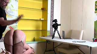 Horny amateur granny in stockings toys around with her ass