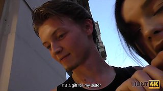 HUNT4K. Pretty darkhaired babe shagged by stranger to earn...