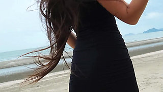Sexy Tight Black Dress and Beauty Chill